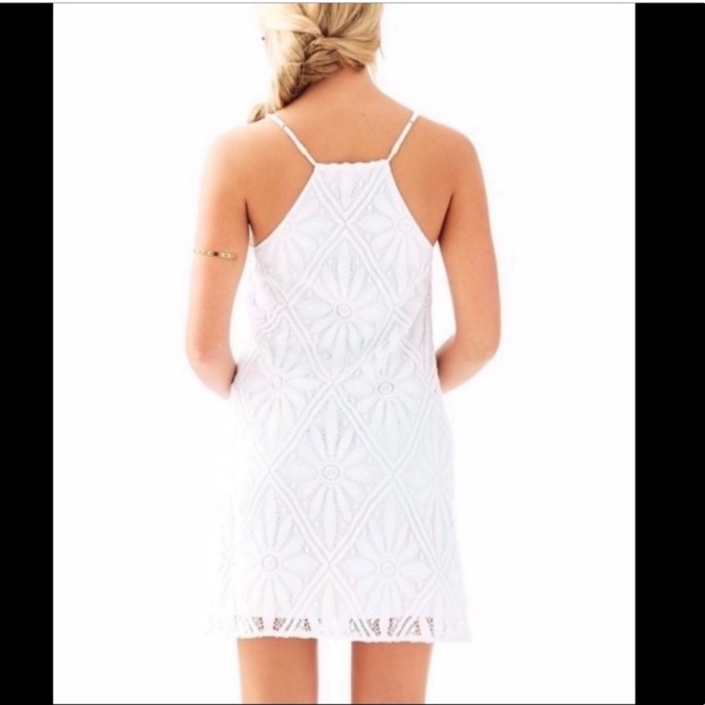 Lilly Pulitzer White Delray Diamond Floral Lace Dusk Mini Dress / Swim Cover New - Picture 4 of 12